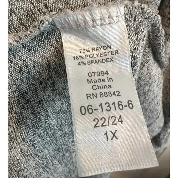 Ellos Gray Heather lightweight sweater with hood 1X Preowned - Picture 4 of 5